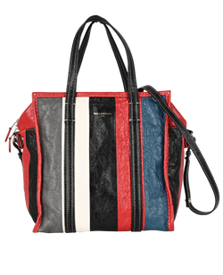 Medium Bazar Shopper, Leather, Grey/Red, B 568024, S, 2*